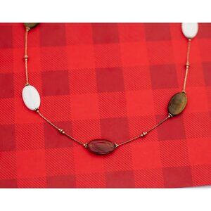 Vintage Boho Multicolor Stone Gold Tone Necklace by Monet 33 Inches - O12